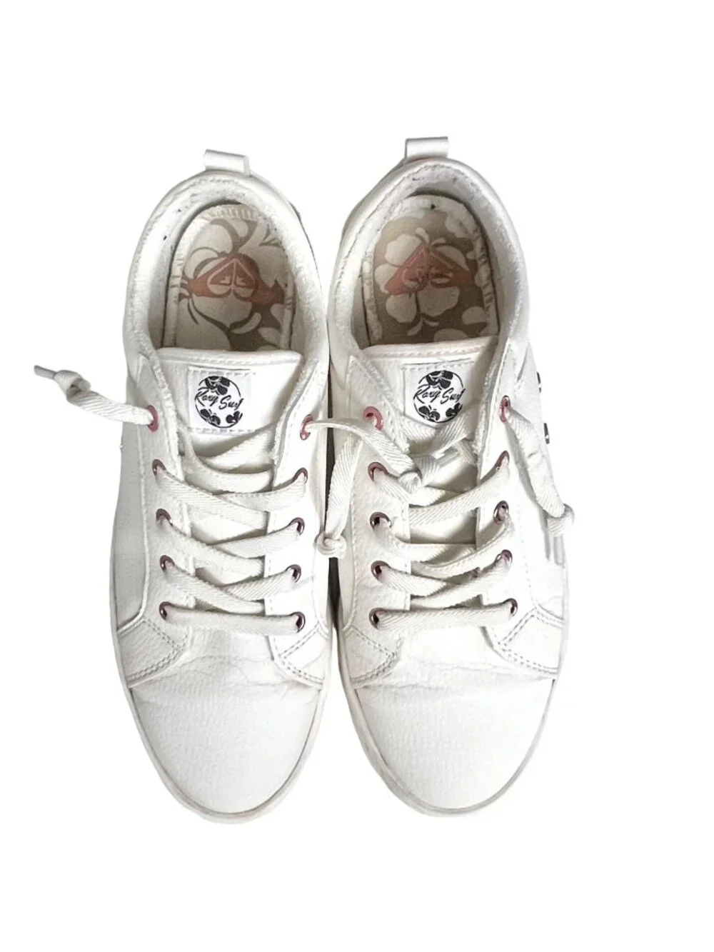 SUMMER CLEARANCE Roxy Womens White Platform Sheilahh Sneakers Shoes Size 8.5